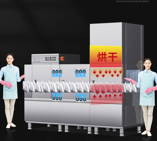 创新学校食堂清洁方式，大型长龙洗碗机引领